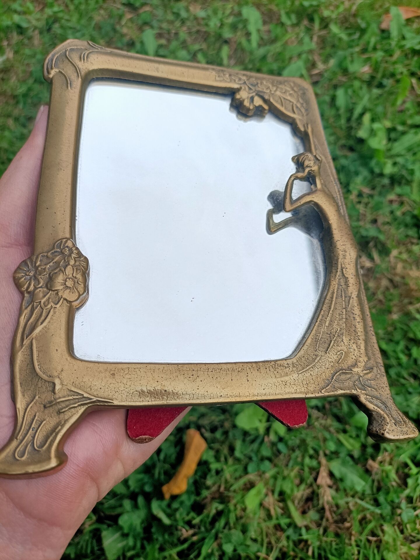 Brass retro mirror The Lady of the Lake