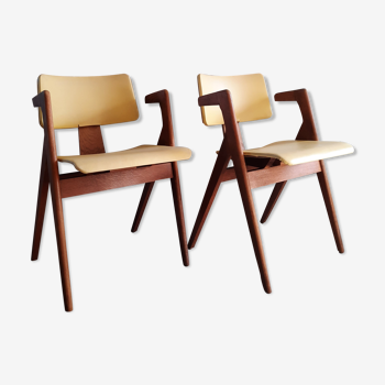 Ensemble de 2 fauteuils Hillestak jaune par Robin Day