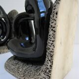 Pair of sculptural ceramic bookends design 70s
