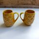 Handmade yellow pineapple mugs signed Kerangol made in Portugal.