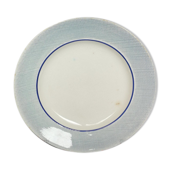 Plat rond ancien Digoin Sarreguemines liseré bleu vichy vintage