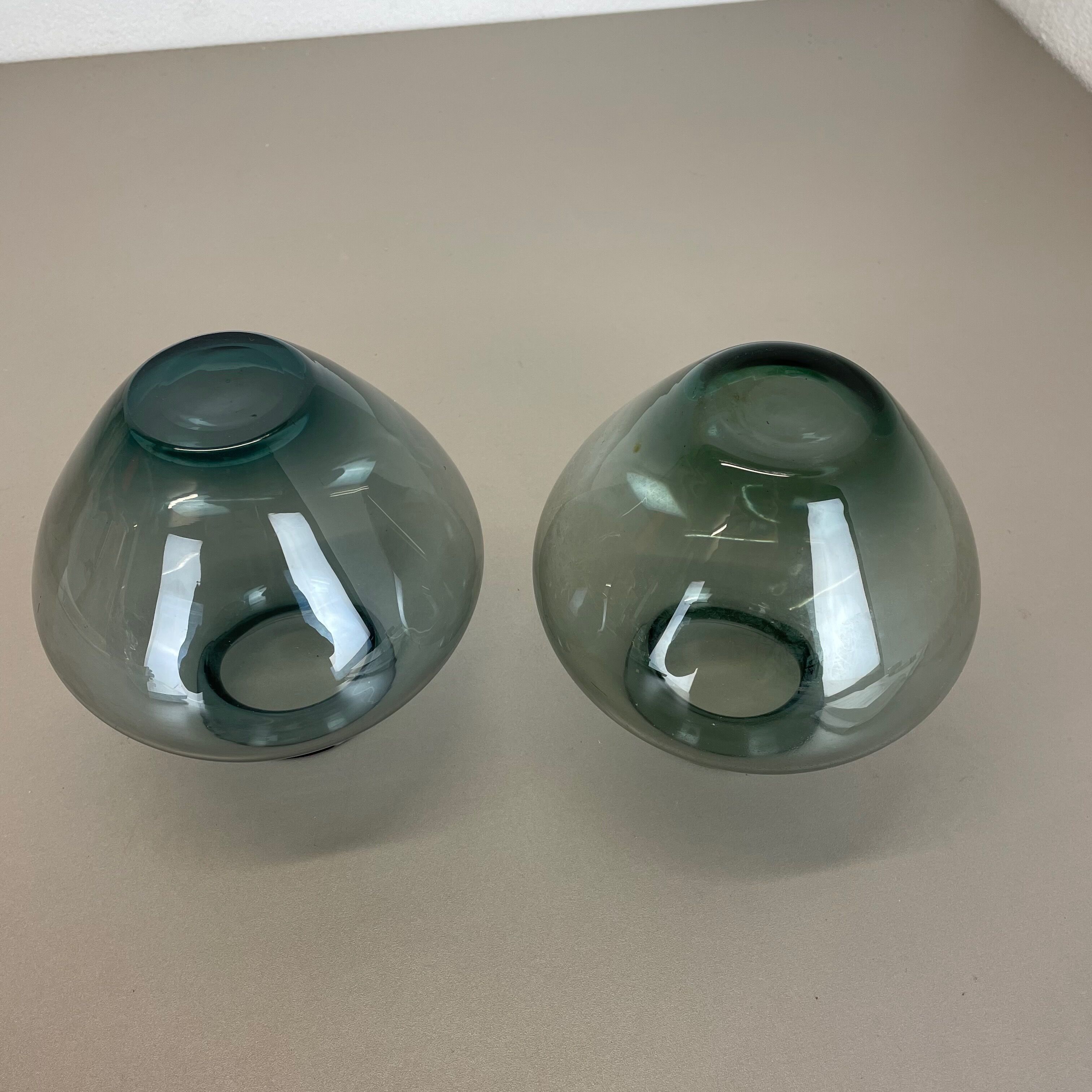 Vintage set of two heart vases turmaline by wilhelm wagenfeld for wmf, 1960s