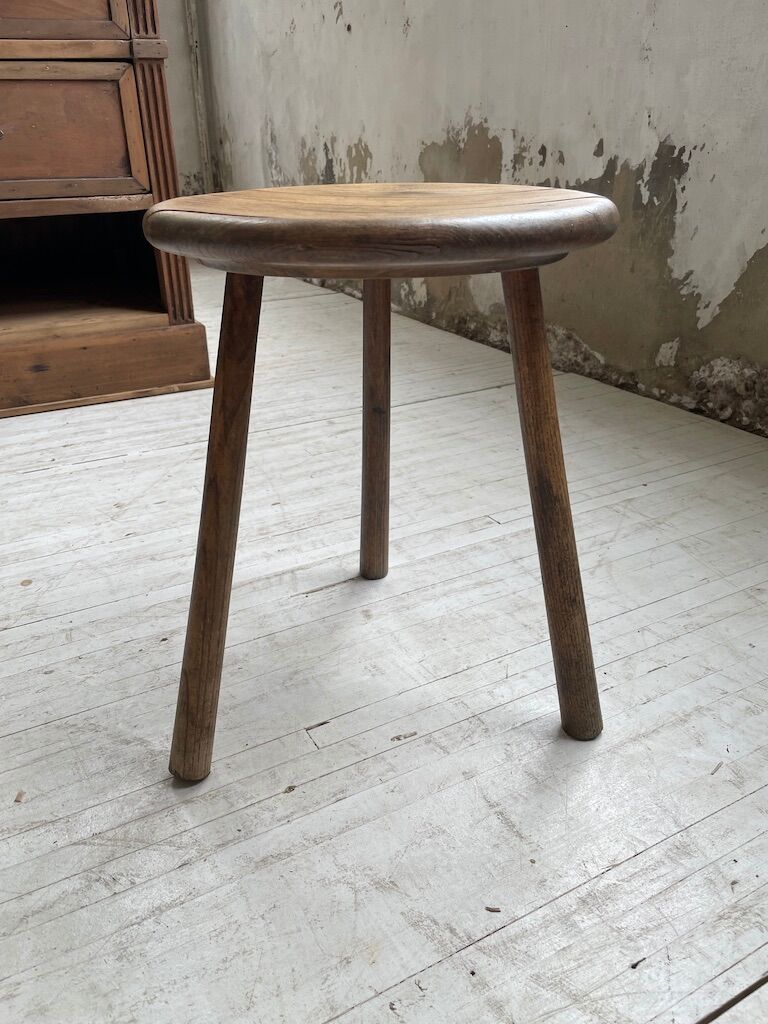 French tripod oak stool 50