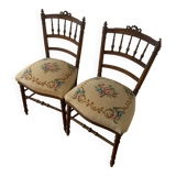 Pair of floral fabric chairs for ladies of France