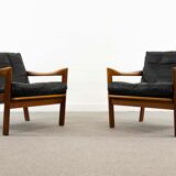 Paire de fauteuils noir par Illum Wikkelsoe pour Niels Eilersen, Danemark
