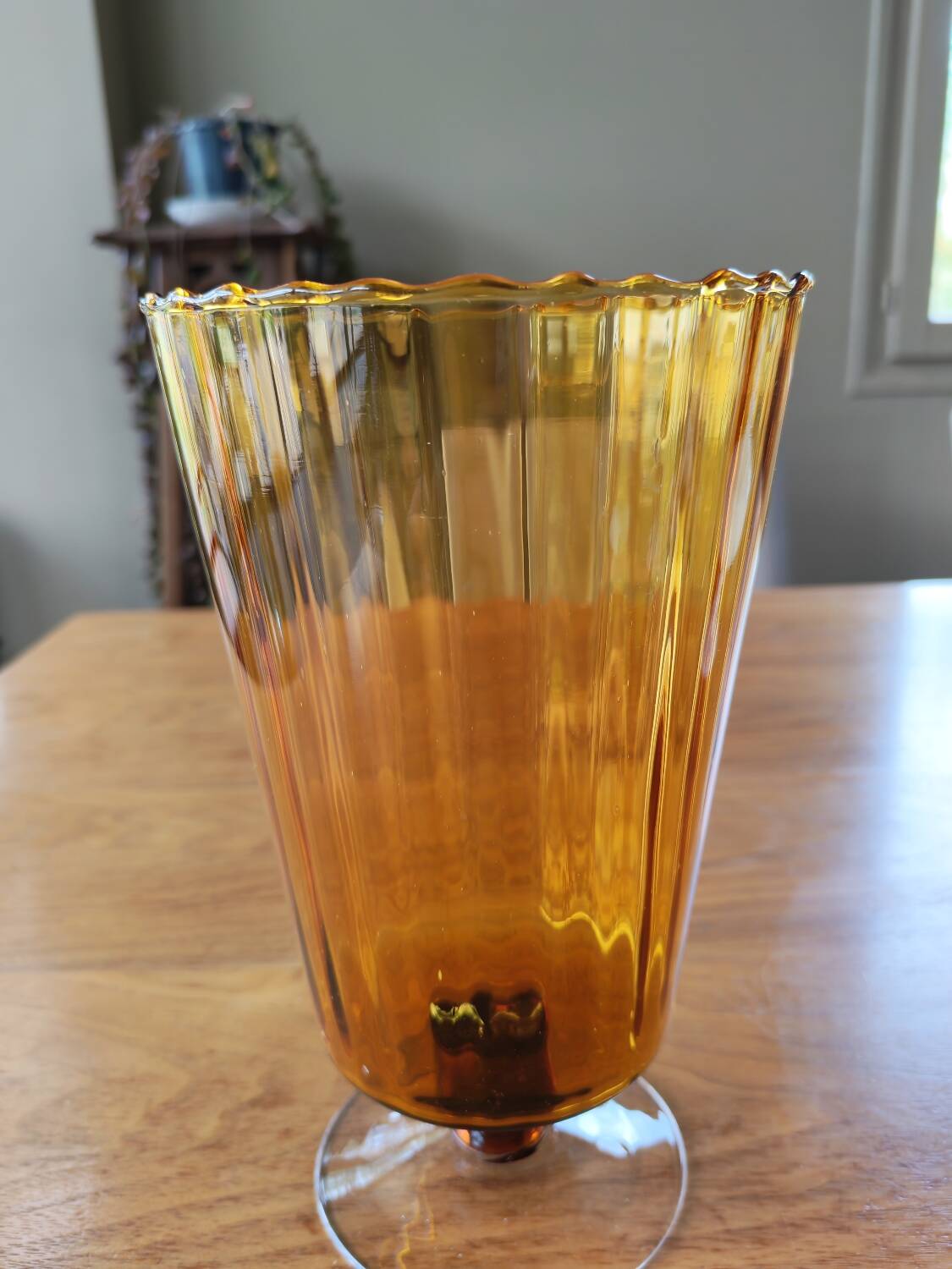 Vase vintage en verre jaune Empoli Italie