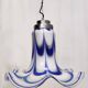 Blue & White Murano Glass Bell Pendant Ascribable to Mazzega, Italy, 1970s