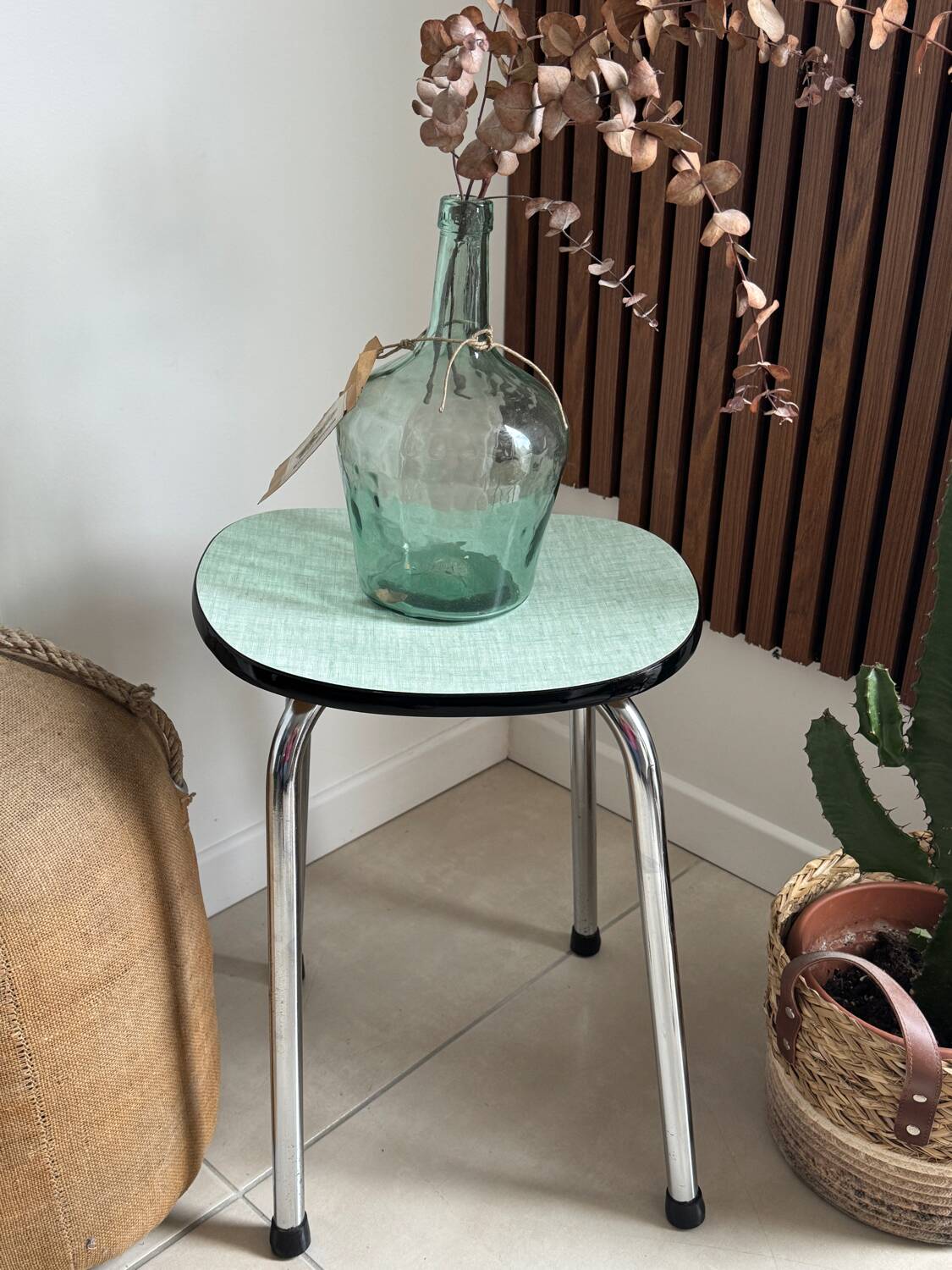 Vintage green Formica stool