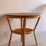 Table basse ronde en rotin vintage