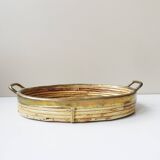 Rattan and brass tray, Gabriella Crespi style serving tray ​