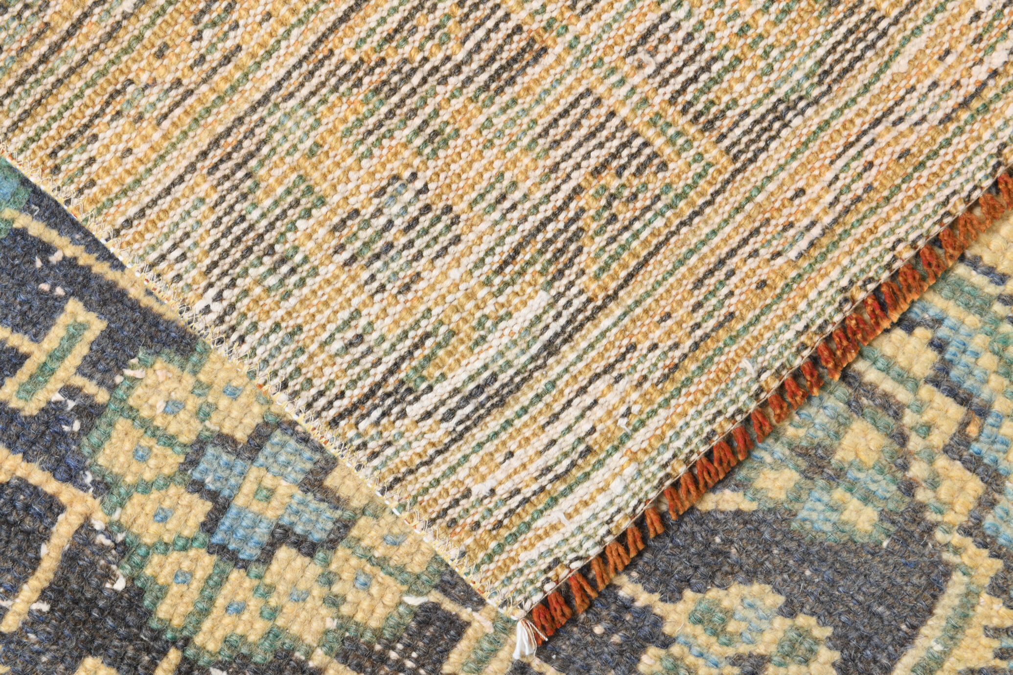 Pale orange & blue turkish runner rug 72x341cm