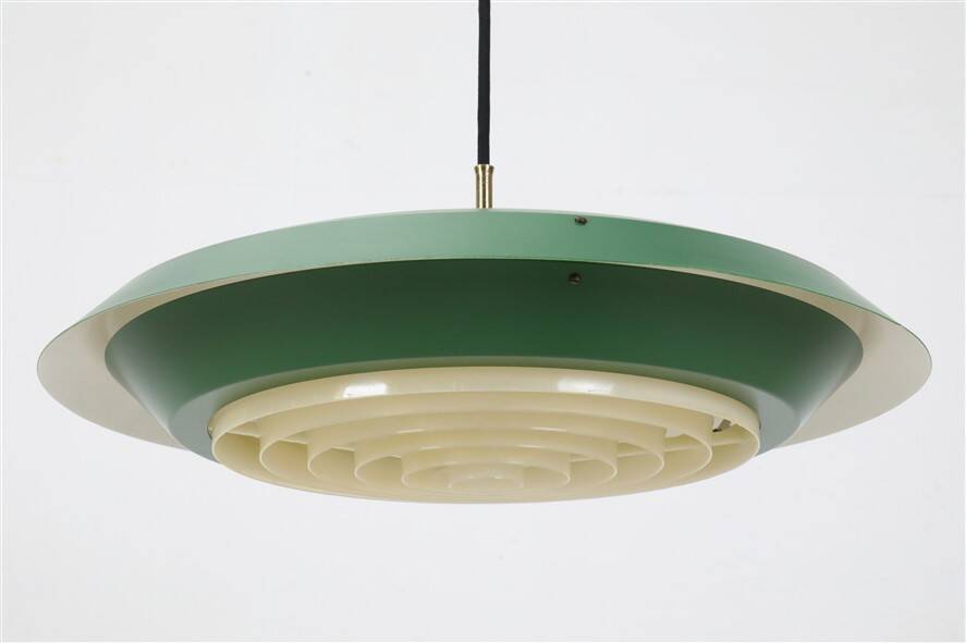 Rare big Lyfa Space Age pendant lamp / Mid-century Danish modern design / 1960s / 1970s / green