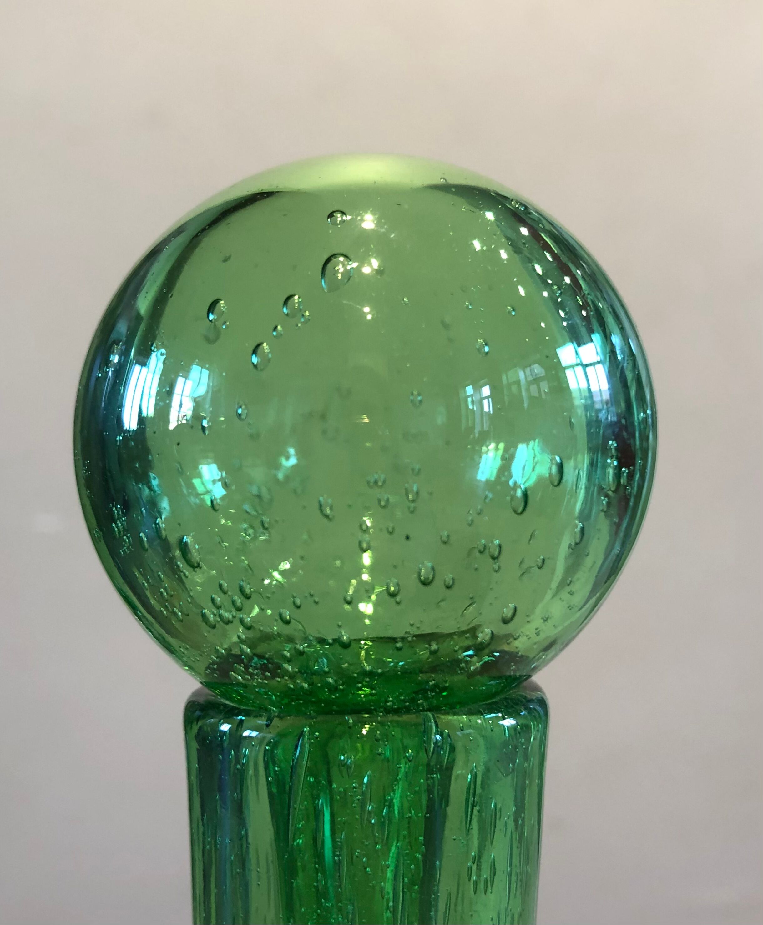 Bubbled glass decanter signed Biot