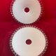 Ceiling lampshade, old opaline glass serrated 25.5 cm set of 2