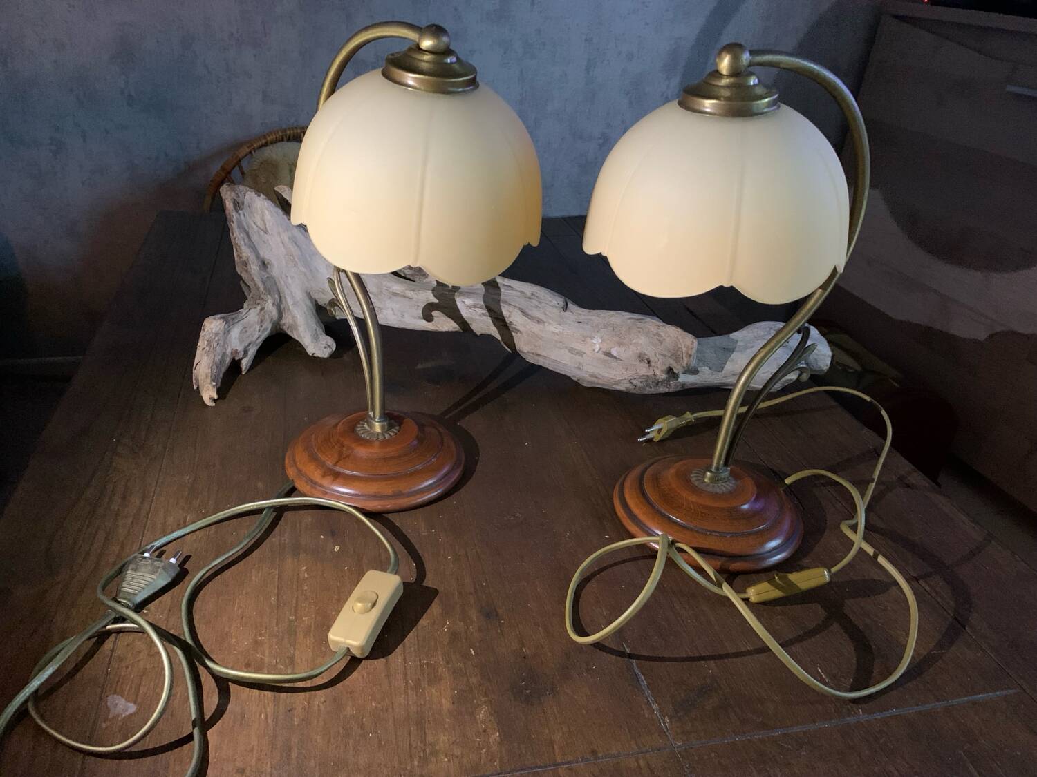 Pair of Domec Luminaires bedside lamps