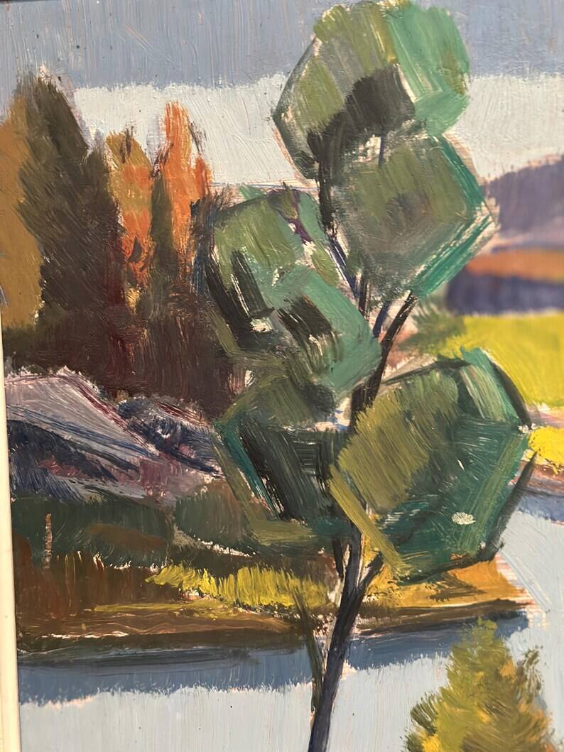 Original Swedish Oil on Panel - "Natural Landscape" by Frans Rase (1913-1994) - Signed - Vintage & Framed - 56 × 48 cm (22" × 18.9")