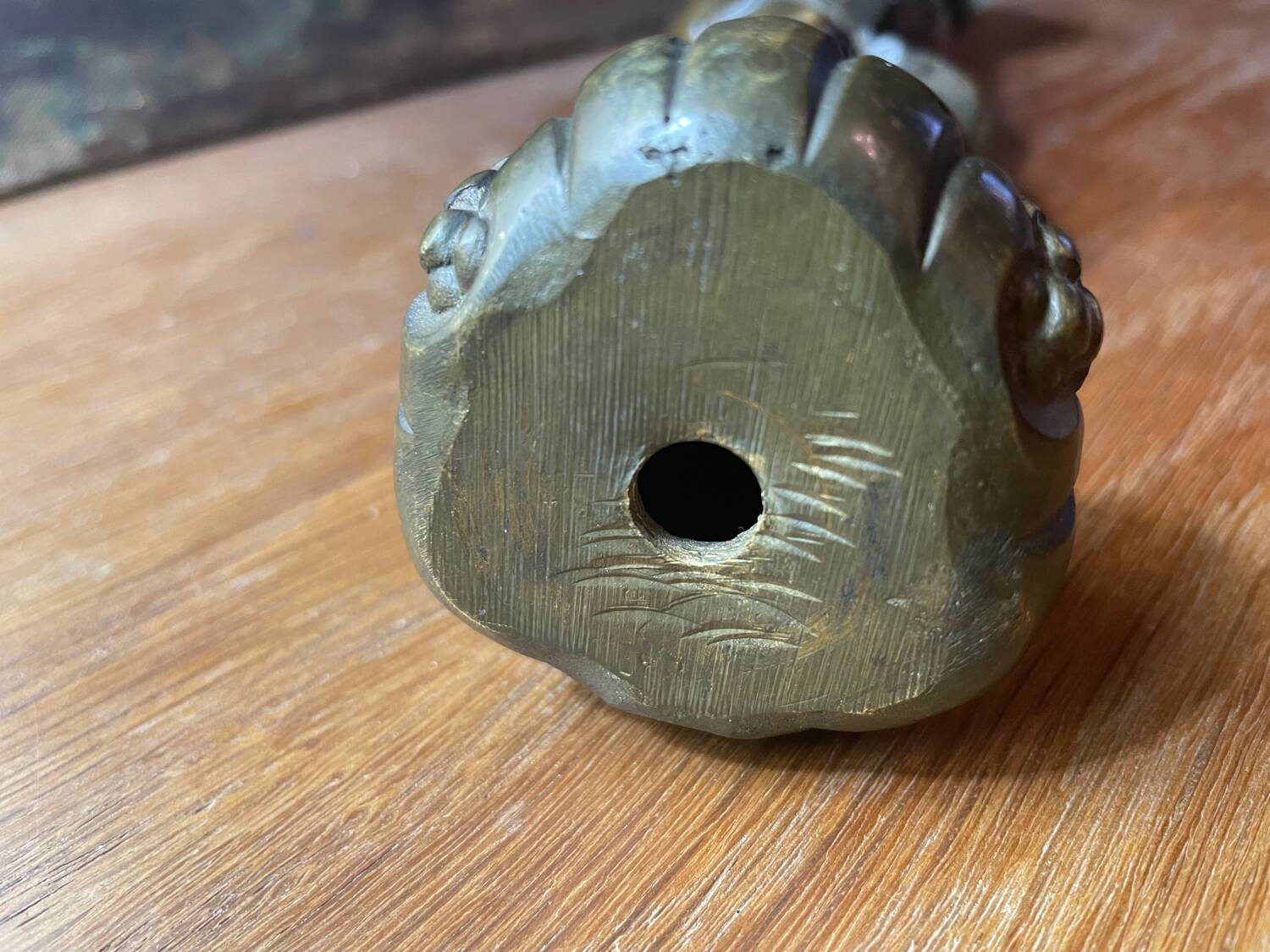 Art deco bronze candle holder