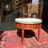 Bouillotte table in Louis XVI style, marble and brass.