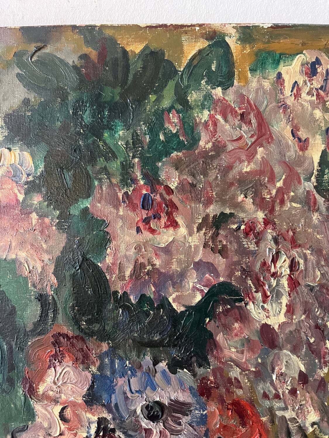 Bouquet of flowers on an entablature, signed