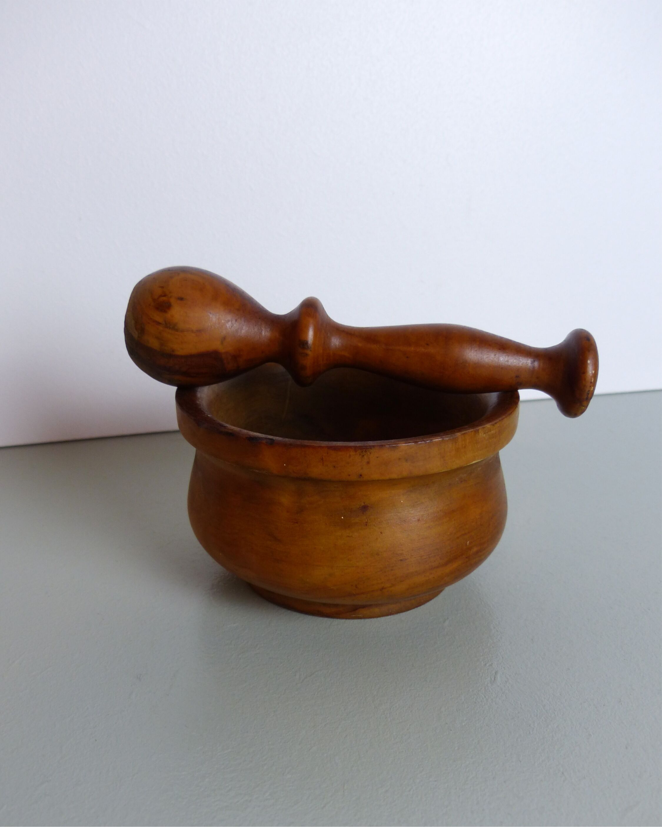 Wooden mortar and pestle
