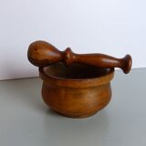 Wooden mortar and pestle