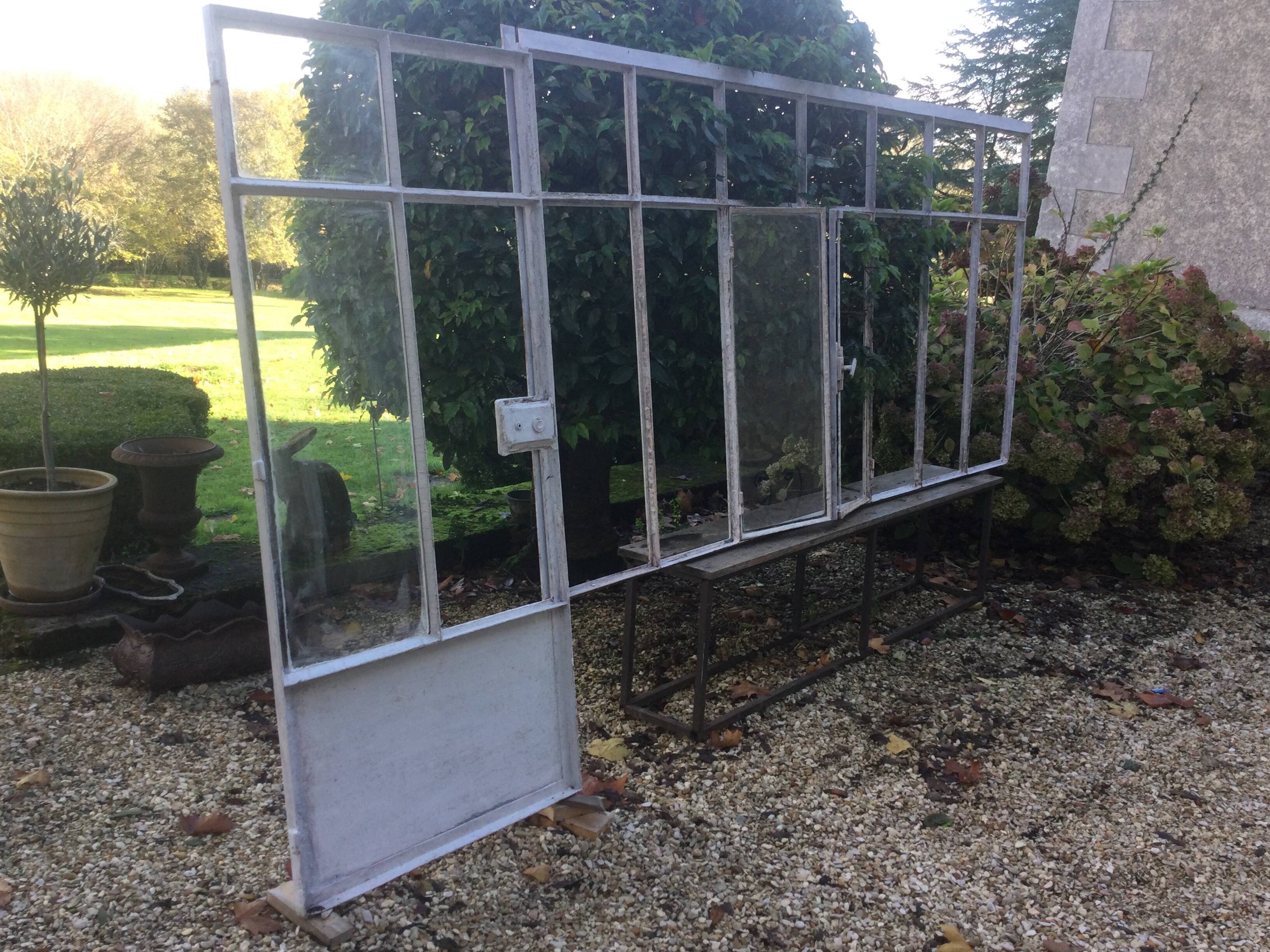 Old glass roof with door and window