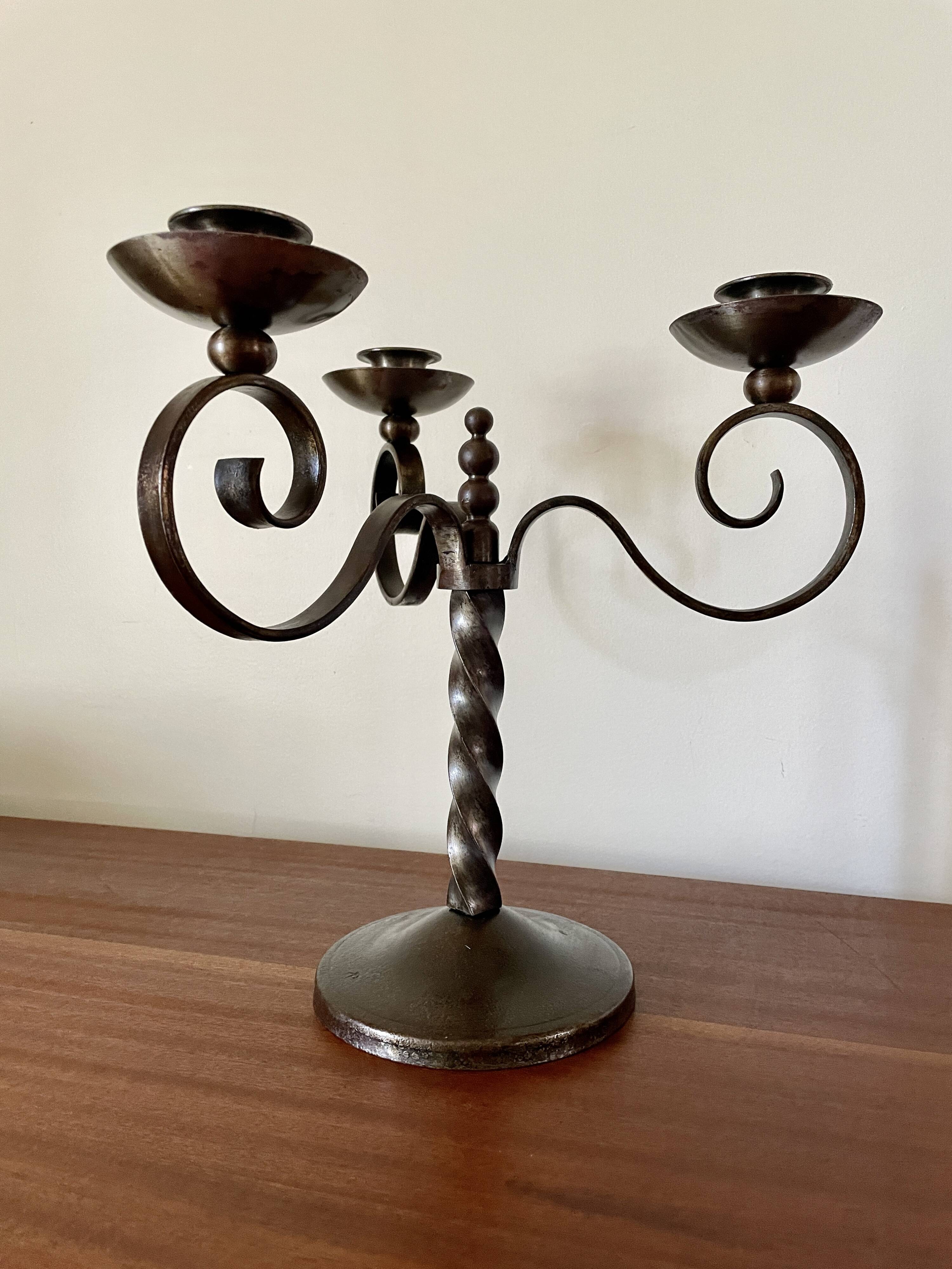 Pair of brutalist candelabra by Charles Piguet 1930
