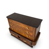 Commode italienne Art déco en ronce de noyer, années 1920
