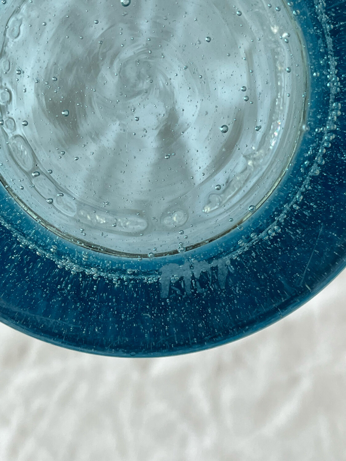 Vintage Biot Light Blue Bubble Blown Glass Vase