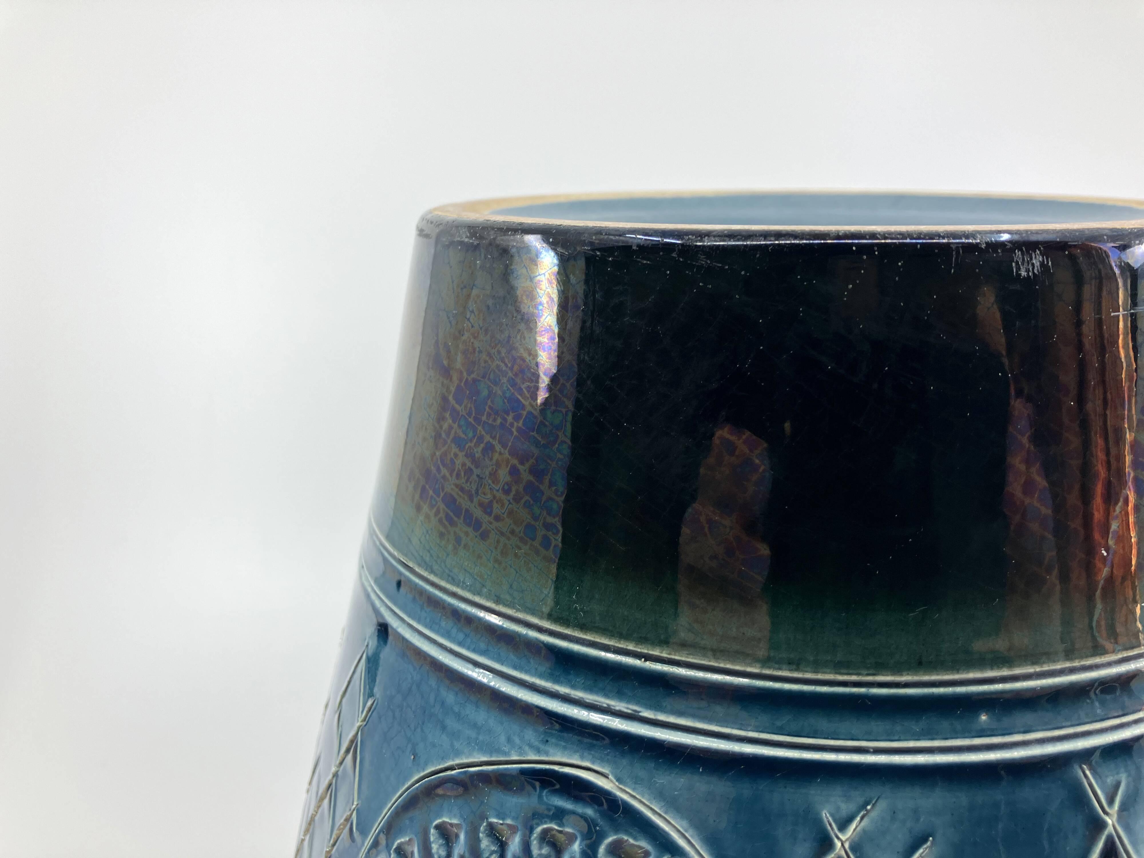 Large blue and green glazed ceramic planter • Ü Keramik • 1960-70