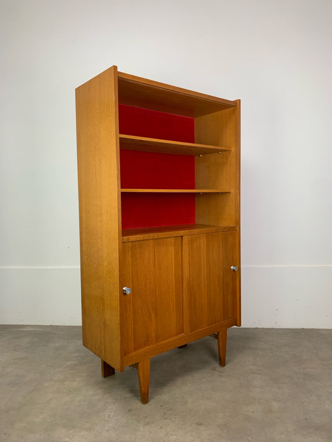 1950s vintage oak bookshelf.