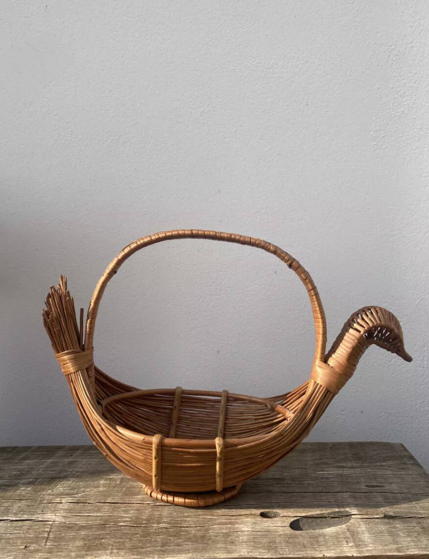 Rattan / woven wicker bird basket