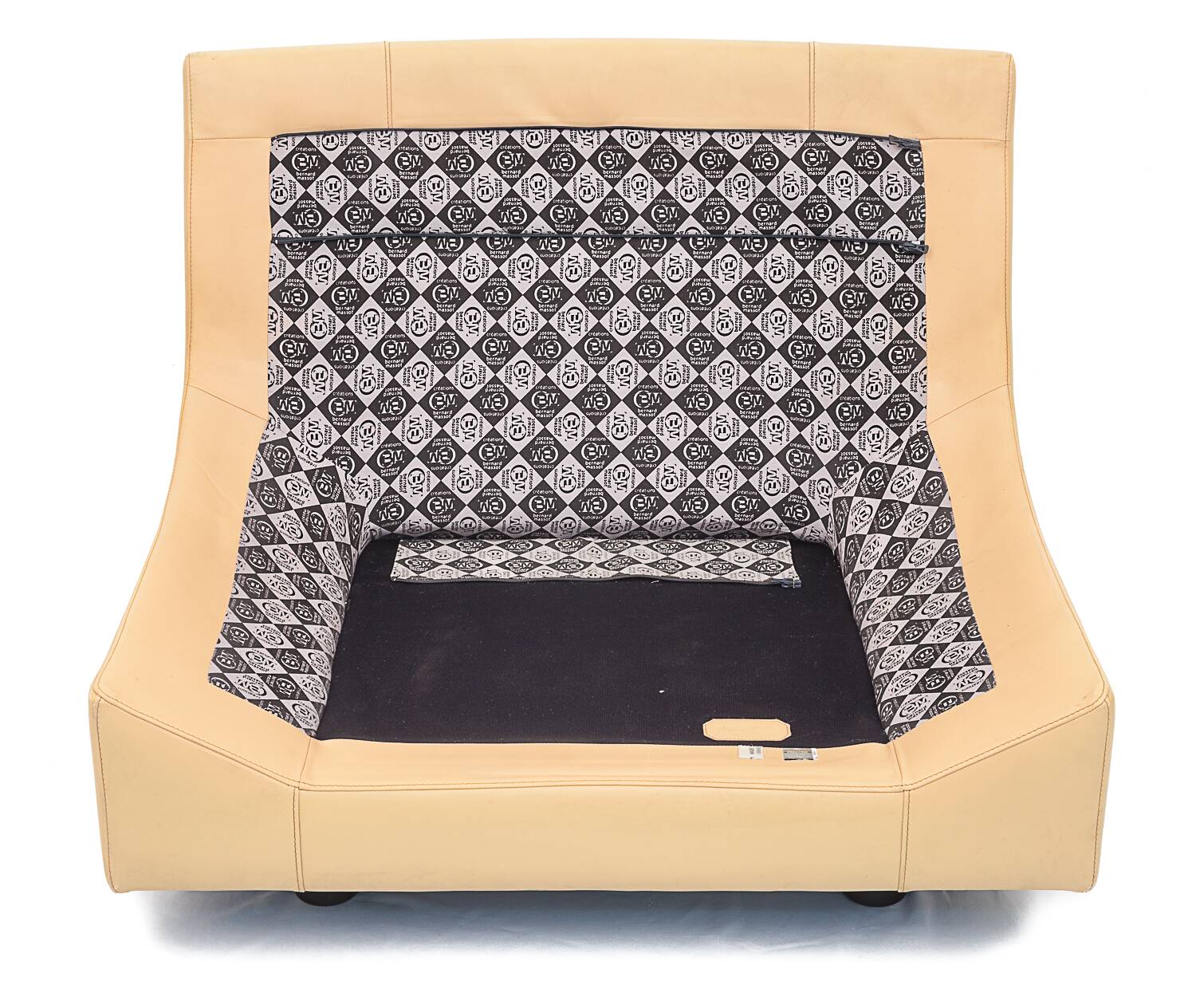 Duo of leather armchairs by Bernard Massot, 1970