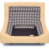 Duo of leather armchairs by Bernard Massot, 1970