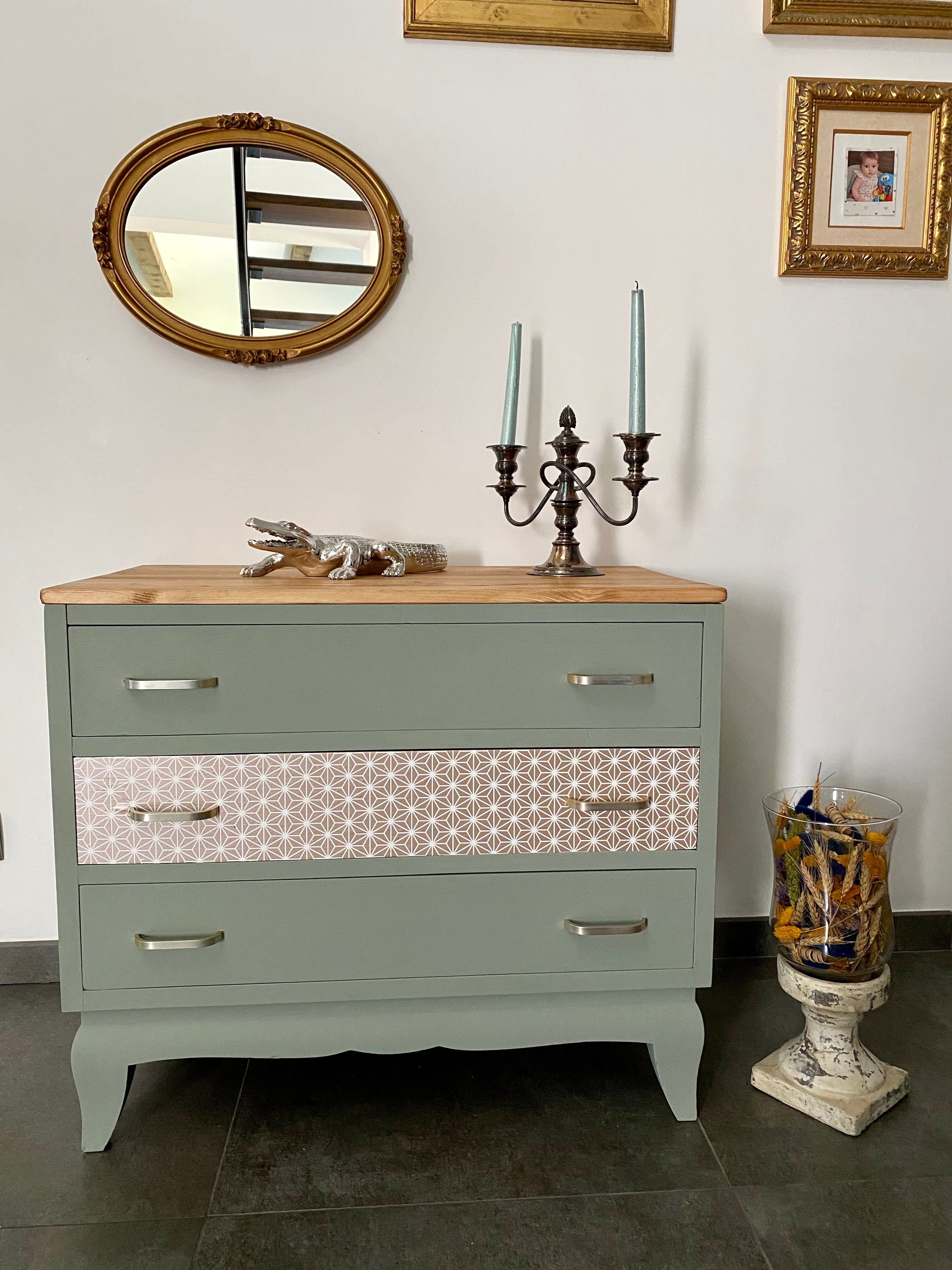Chest of drawers 3 green water drawers