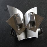 Polished and brushed stainless steel sconces 1970