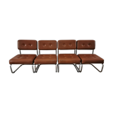 Suite of 4 skai and chrome armchairs 70
