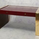 Executive desk by Jean Claude Mahey - lacquered wood & brass - Ca 1970