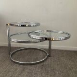 Vintage chrome coffee table with swivel tops