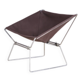 Fauteuil facile des années 1950 AP 14 en toile marron Pierre Paulin pour A. Polak Pays-Bas