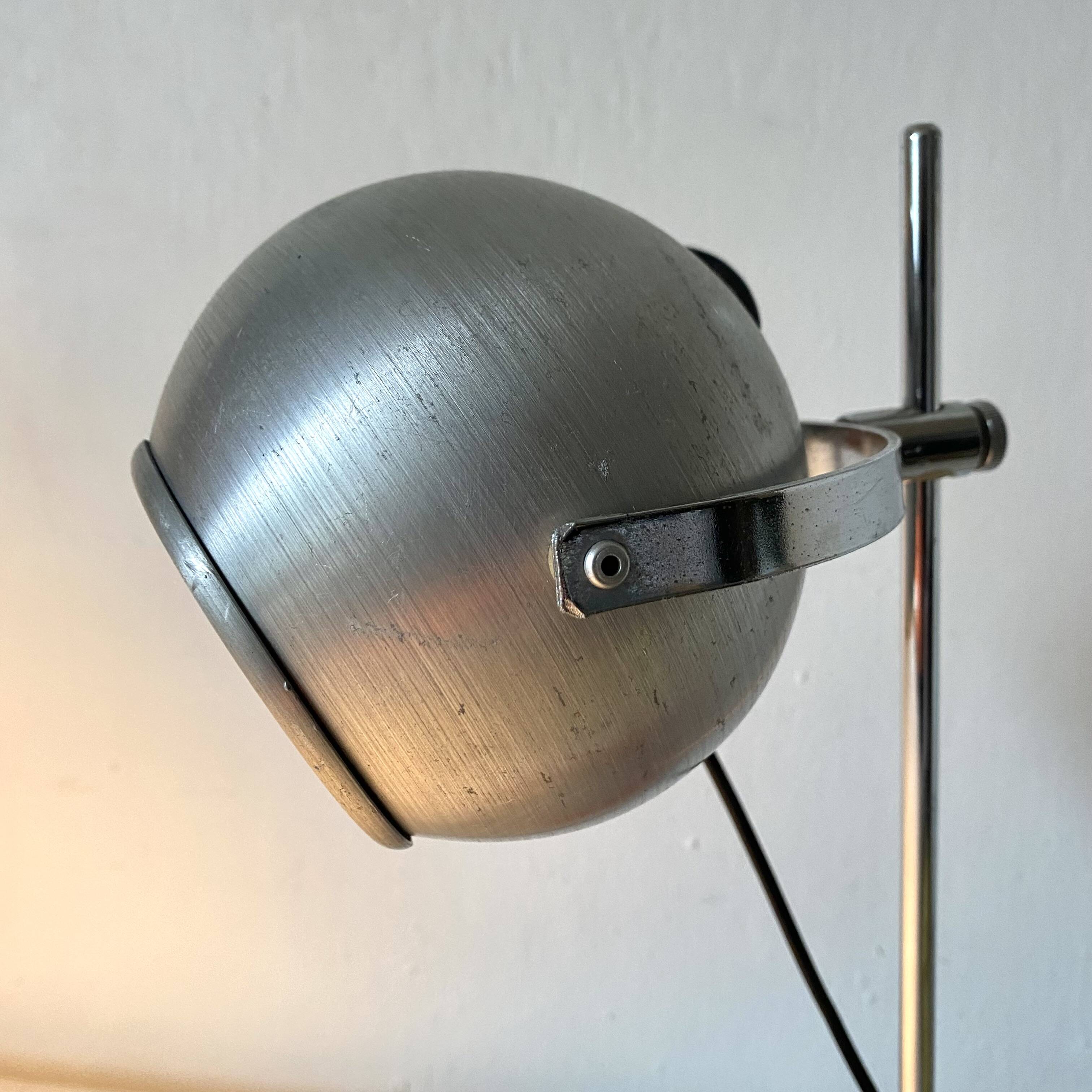 Eye ball lamp space age brushed metal 70s