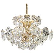 Chandelier in gilded brass and crystal glass by Kinkeldey, Germany, 1970s.