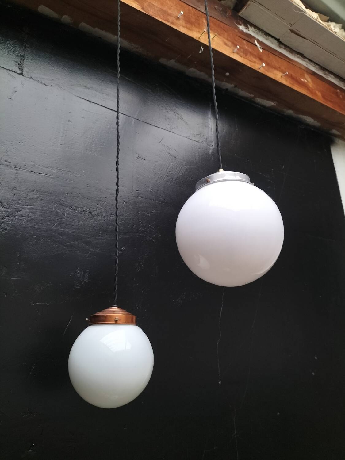 Opaline glass ball pendant lights