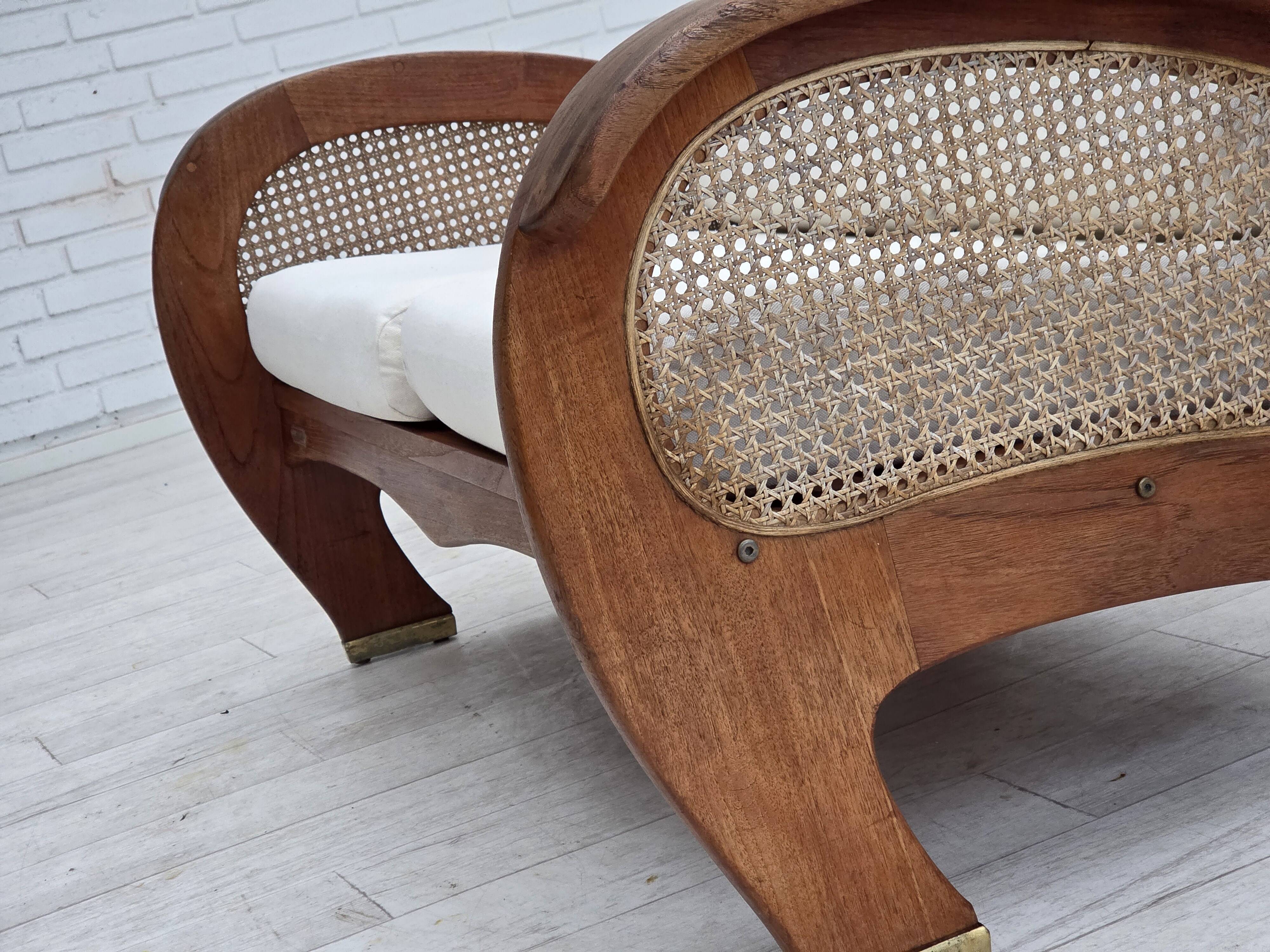 1970s, Danish 2-seater sofa by Klaus Wettergren, cotton fabric, teak wood.