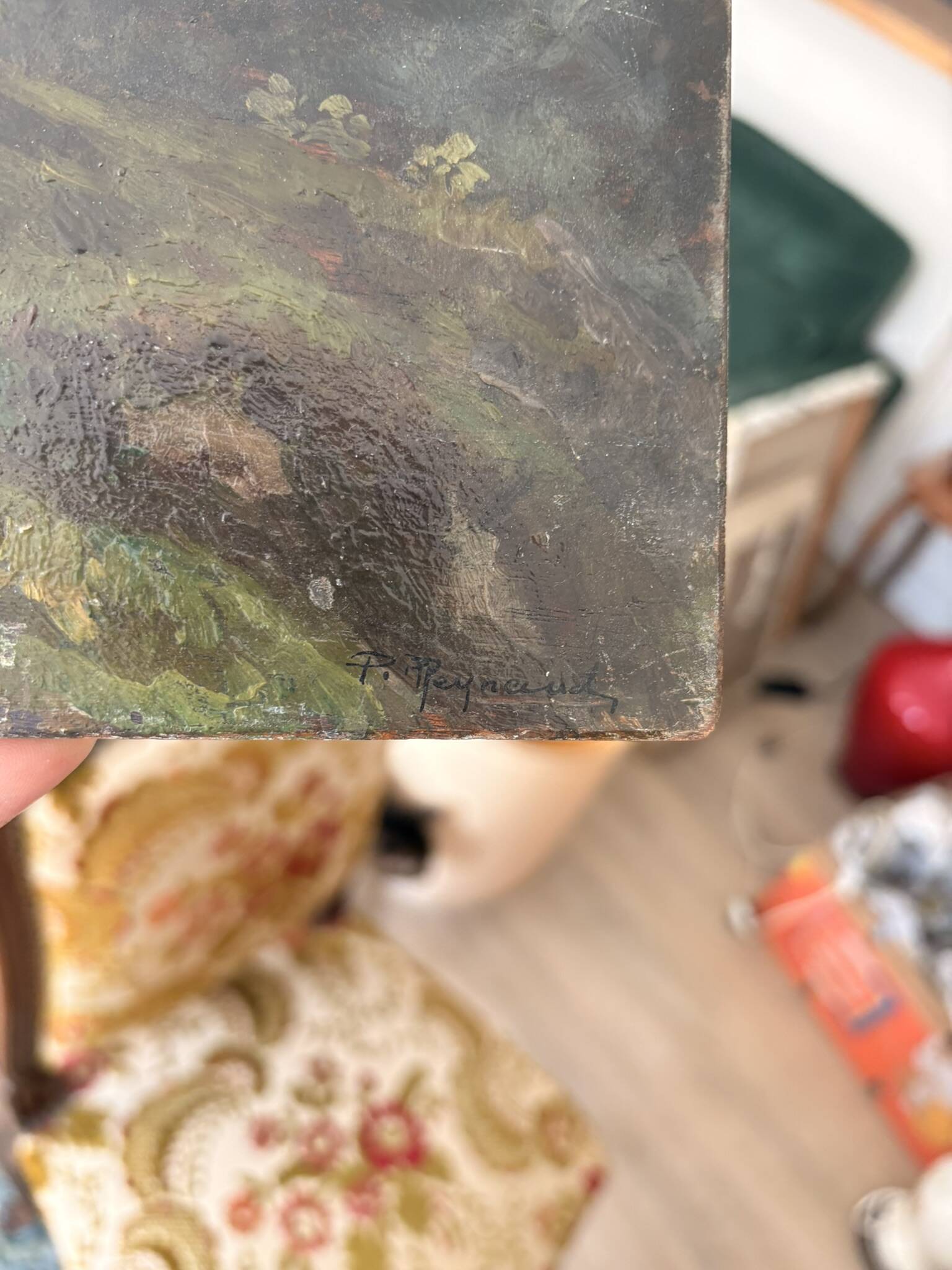 Old Oil Painting Wood Panel P Reynaud Post-Impressionism Landscape