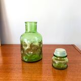 green bubbled glass carafe from the 70s