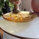 Verlys cup Water lily flowers amber molded pressed glass 60s