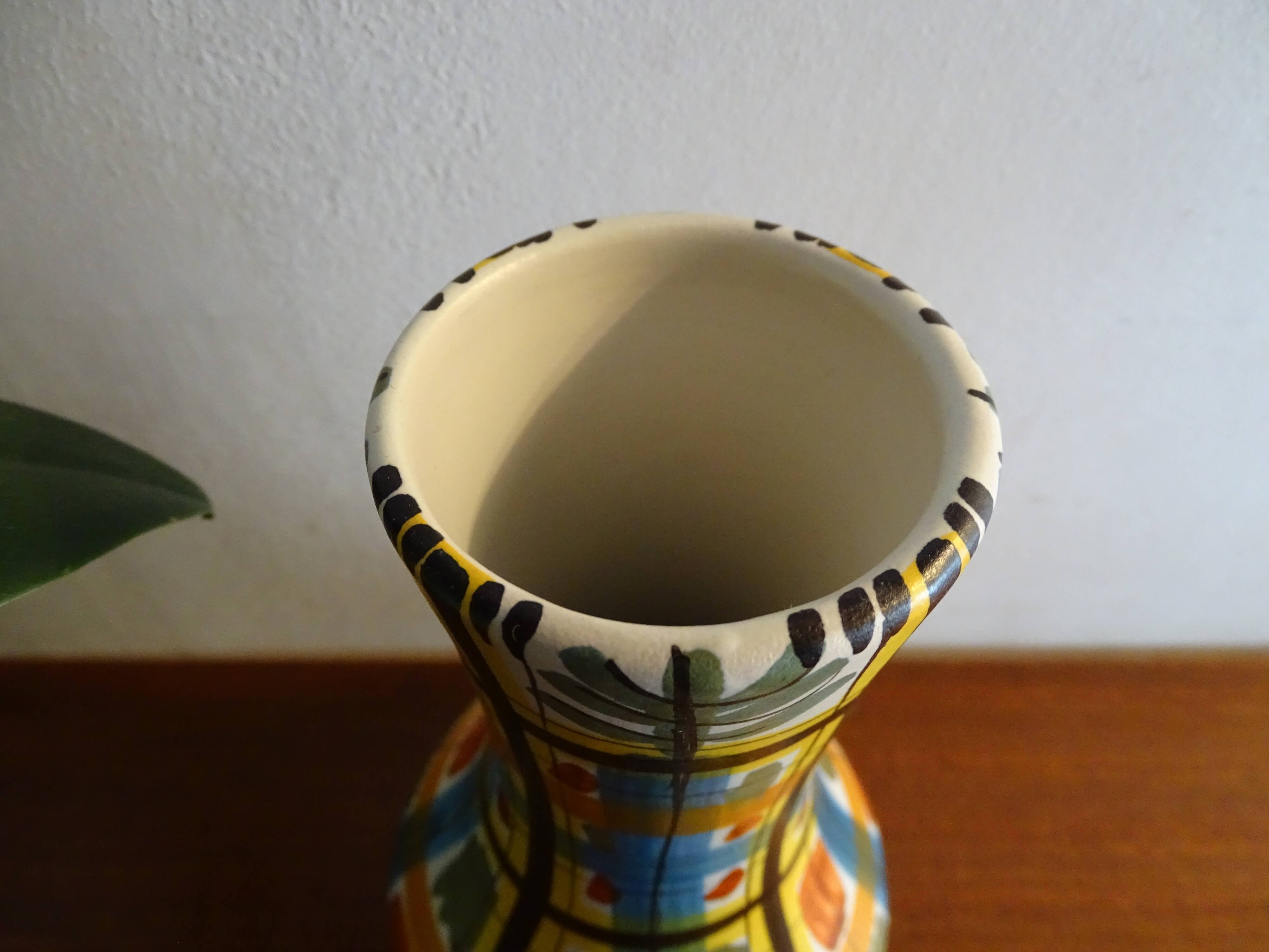 Vase Keraluc Quimper vintage 60's 70's with geometric decorations