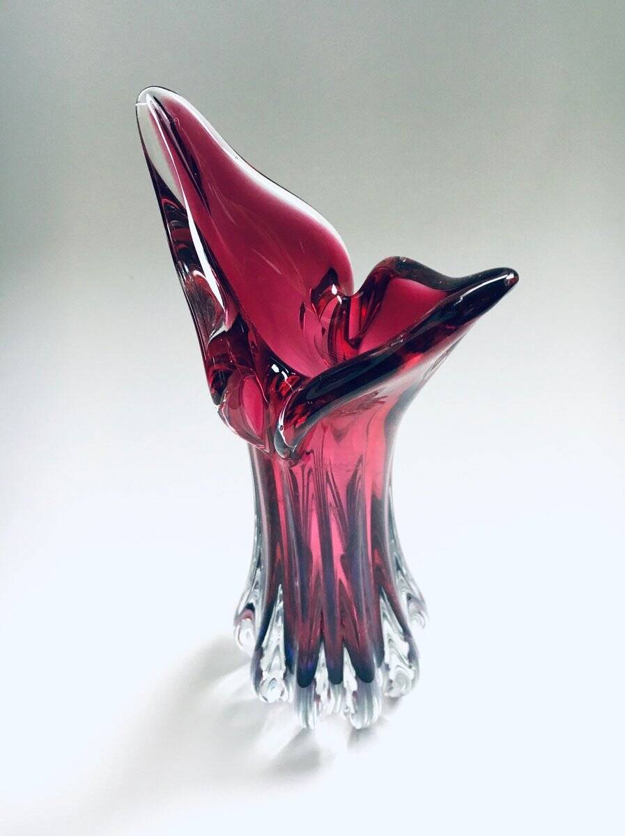 Czech Crystal Art Glass Beak Vase by Jozef Hospodka for Chribska Glassworks, 1950s