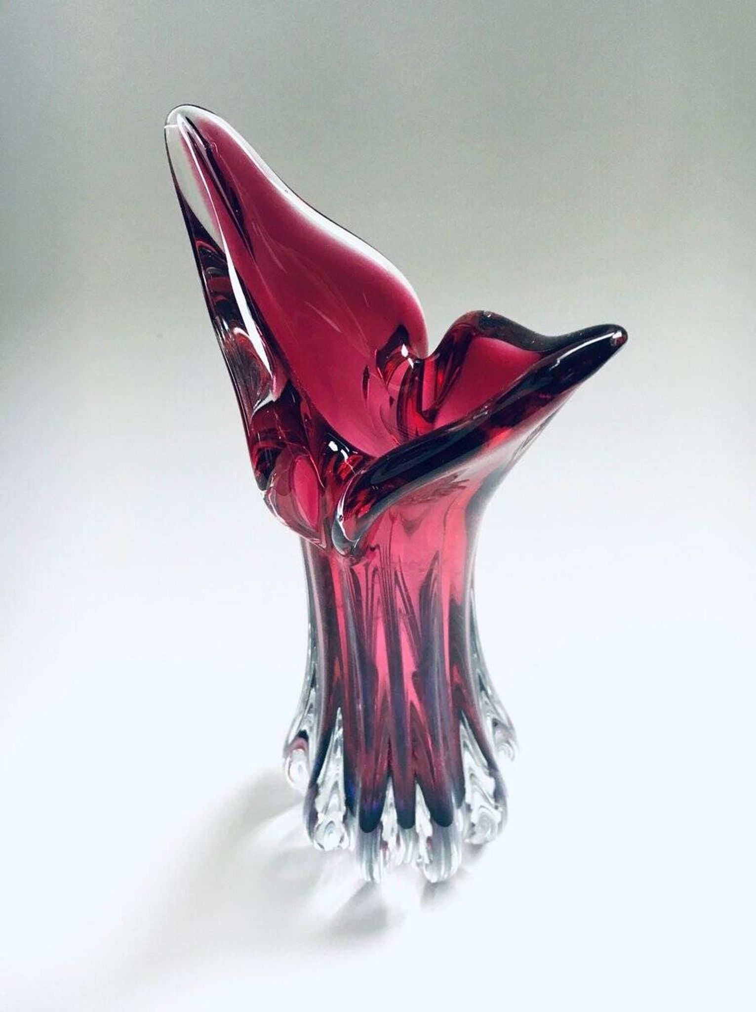 Czech Crystal Art Glass Beak Vase by Jozef Hospodka for Chribska Glassworks, 1950s